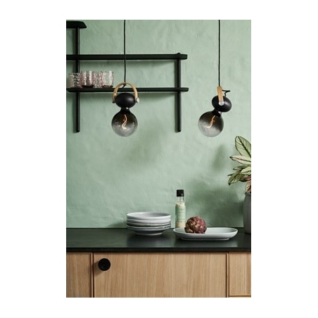Designerska Lampa wisząca żarówka na kalbu D.C czarna HaloDesign do salonu, kuchni i jadalni