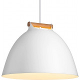 Designerska Lampa wisząca skandynawska z drewnem Arhus 40cm biała HaloDesign do salonu, kuchni i jadalni