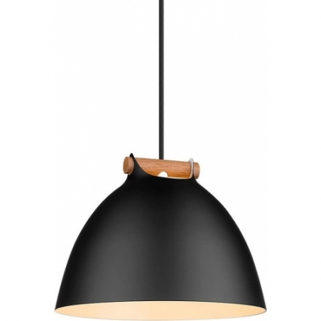 Designerska Lampa wisząca skandynawska z drewnem Arhus 24cm czarna HaloDesign do salonu, kuchni i jadalni