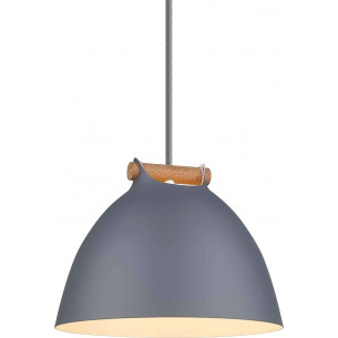 Designerska Lampa wisząca skandynawska z drewnem Arhus 24cm szara HaloDesign do salonu, kuchni i jadalni