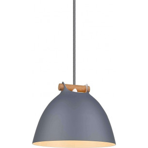 Designerska Lampa wisząca skandynawska z drewnem Arhus 18cm szara HaloDesign do salonu, kuchni i jadalni