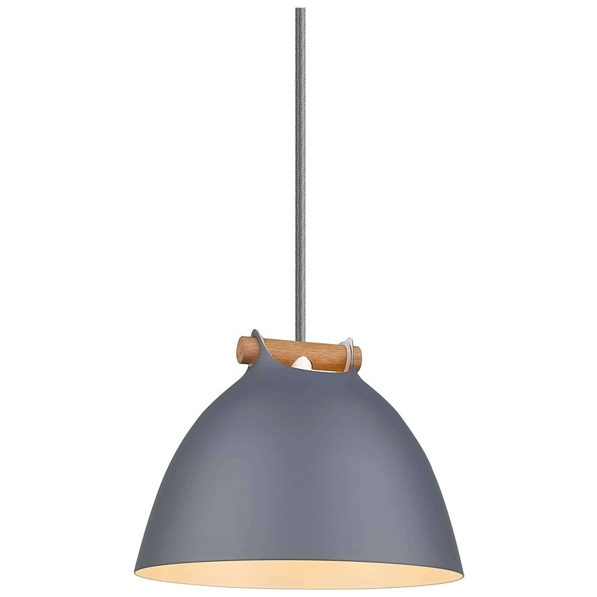 Arhus 18cm grey scandinavian pendant lamp with wood HaloDesign