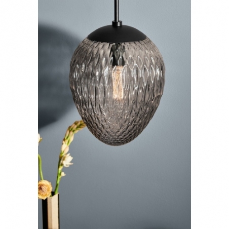 Designerska Lampa wisząca szklana Woods 25cm szkło dymione HaloDesign do salonu, kuchni i jadalni