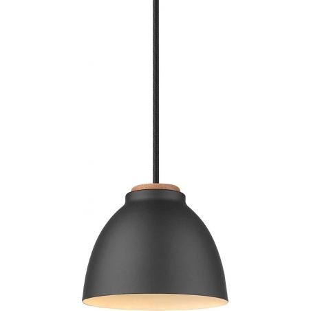 Designerska Lampa wisząca z drewnem Niva 14cm czarna HaloDesign do salonu, kuchni i jadalni