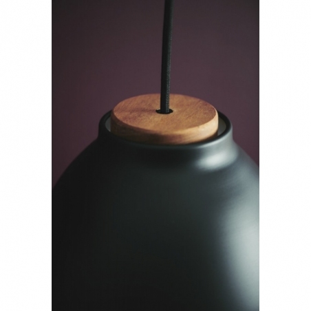 Designerska Lampa wisząca z drewnem Niva 14cm czarna HaloDesign do salonu, kuchni i jadalni