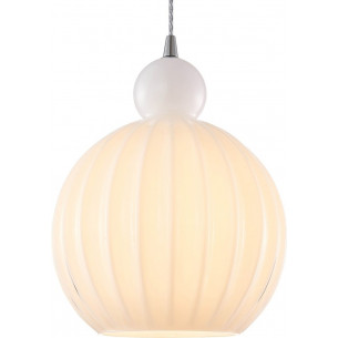 Designerska Lampa wisząca szklana dekoracyjna Ball Ball 32cm biała HaloDesign do salonu, kuchni i jadalni