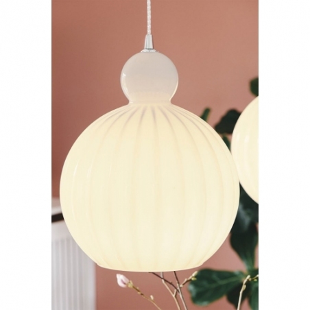 Designerska Lampa wisząca szklana dekoracyjna Ball Ball 32cm biała HaloDesign do salonu, kuchni i jadalni