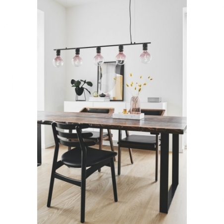 Designerska Lampa wisząca loft 5 żarówek Halo 120cm czarny metaliczny HaloDesign do salonu, kuchni i jadalni