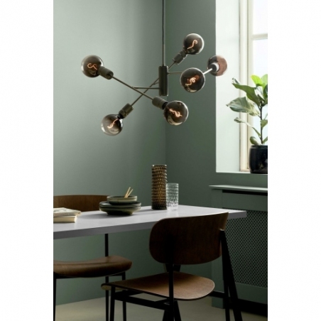 Designerska Lampa wisząca loft 6 żarówek Halo 75 cm czarna HaloDesign do salonu, kuchni i jadalni