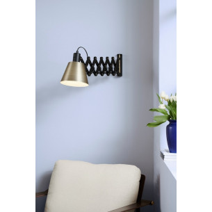 Vintage black&amp;brass wall lamp with arm HaloDesign