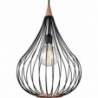 Designerska Lampa druciana wisząca z drewnem Drops 38cm czarna HaloDesign do salonu, kuchni i jadalni