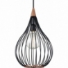 Drops 30cm black wire pendant lamp with wood HaloDesign