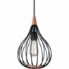 Designerska Lampa druciana wisząca z drewnem Drops 23cm czarna HaloDesign do salonu, kuchni i jadalni