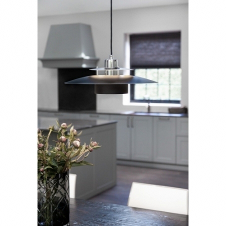 Designerska Lampa wisząca nowoczesna Srup 40cm czarny/chrom HaloDesign do salonu, kuchni i jadalni