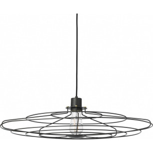 Designerska Lampa wisząca druciana Radio 70cm szara HaloDesign do salonu, kuchni i jadalni