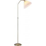Stylowa Lampa podłogowa z plisowanym abażurem Berlin antyczny mosiądz/biały HaloDesign do czytania w salonie