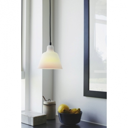 Designerska Lampa wisząca szklana Carpenter 15cm biała HaloDesign do salonu, kuchni i jadalni