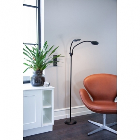 Stylowa Lampa podłogowa 2 punktowa Fix LED czarna HaloDesign do czytania w salonie