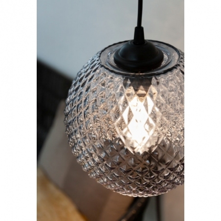 Designerska Lampa wisząca szklana retro Nobb 22cm szkło dymione HaloDesign do salonu, kuchni i jadalni