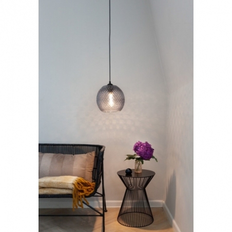 Designerska Lampa wisząca szklana retro Nobb 22cm szkło dymione HaloDesign do salonu, kuchni i jadalni