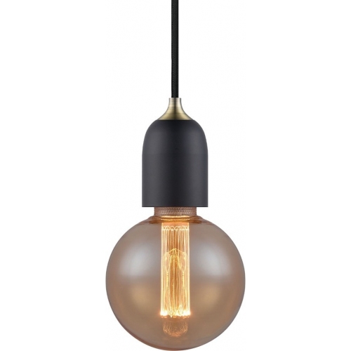 Designerska Lampa wisząca żarówka na kablu Classic czarny/mosiądz HaloDesign do salonu, kuchni i jadalni