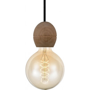 Designerska Lampa wisząca drewniana żarówka na kablu Dark Cable-Set HaloDesign do salonu, kuchni i jadalni