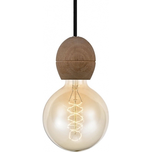 Designerska Lampa wisząca drewniana żarówka na kablu Dark Cable-Set HaloDesign do salonu, kuchni i jadalni