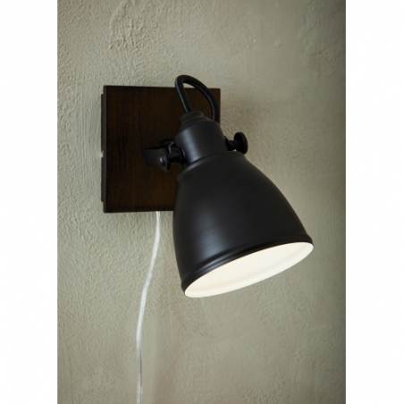 Native black&amp;brown loft wall lamp with wood Markslojd