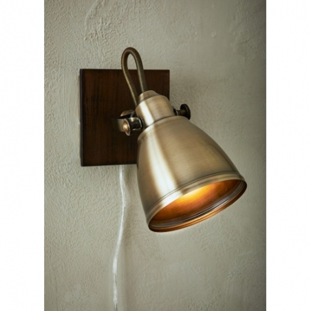 Native brass&amp;brown loft wall lamp with wood Markslojd