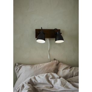 Native black&amp;brown loft double wall lamp Markslojd