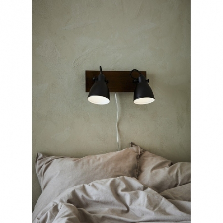 Native black&amp;brown loft double wall lamp Markslojd