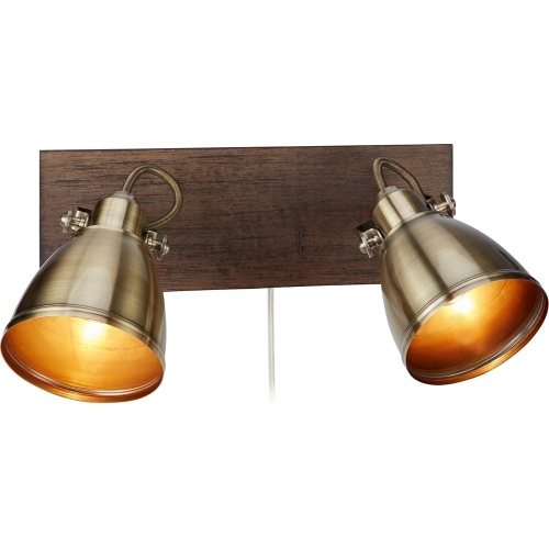 Native brass&amp;brown loft double wall lamp Markslojd