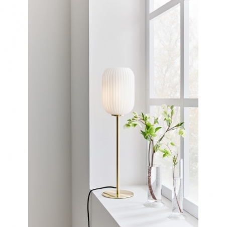 Cava white&amp;brass glass table lamp Markslojd