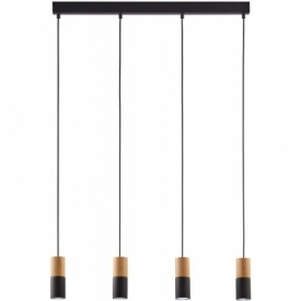 Elit 71 black tubes pendant lamp with wood TK Lighting