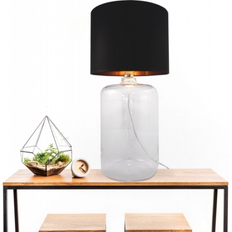 Amarsa black-gold&amp;transparent glass table lamp with shade ZumaLine