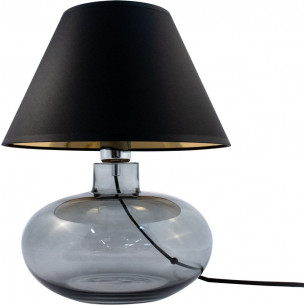 Mersin black-gold&amp;smoked glass table lamp with shade ZumaLine