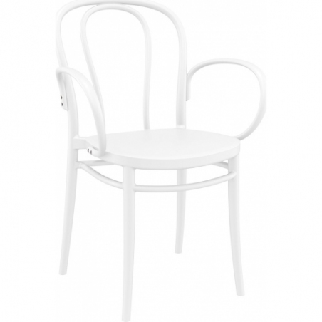 Victor XL white plastic chair with armrests Siesta