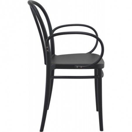 Victor XL black plastic chair with armrests Siesta