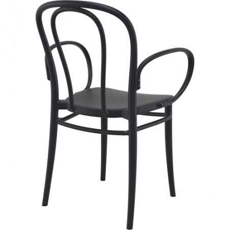 Victor XL black plastic chair with armrests Siesta