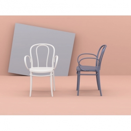 Victor XL dark grey plastic chair with armrests Siesta