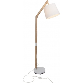 Carlyn white wooden floor lamp with shade Brilliant