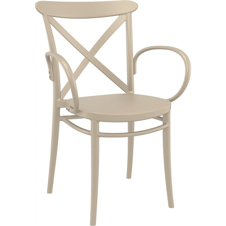 Cross XL beige plastic chair with armrests Siesta