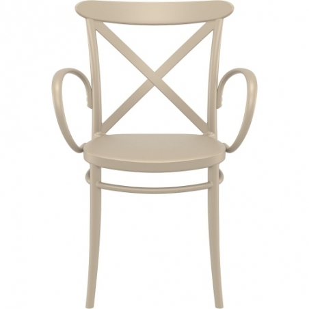 Cross XL beige plastic chair with armrests Siesta