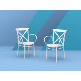 Cross XL beige plastic chair with armrests Siesta