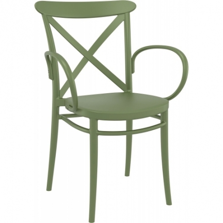 Cross XL olive plastic chair with armrests Siesta