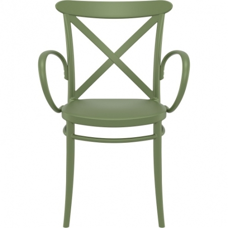 Cross XL olive plastic chair with armrests Siesta