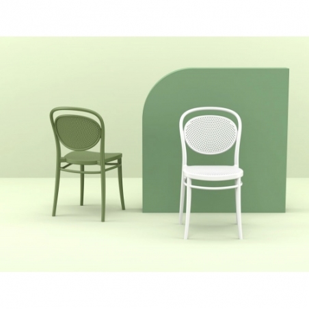 Marcel dark grey openwork plastic chair Siesta