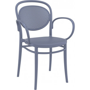 Marcel XL dark grey openwork chair with armrests Siesta