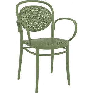 Marcel XL olive openwork chair with armrests Siesta