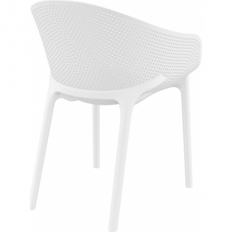 Sky Pro white openwork chair with armrests Siesta
